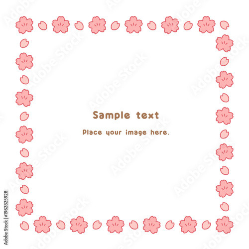 桜のかわいい正方形フレーム｜背景素材・メッセージカード