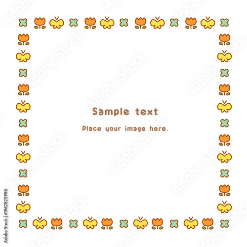 季節(春)のかわいい正方形フレーム｜デザイン素材・コピースペース