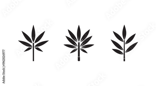 Blacksilhouetteofthreecannabisleavesonwhitebackground  simpleillustrationofmarijuanaleaves