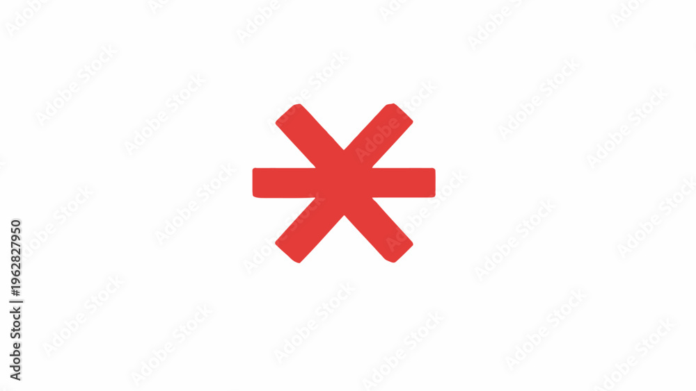 Obraz premium Red Asterisk Symbol on White Background.