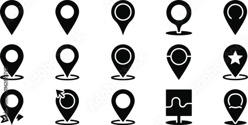 Collection of Black Location Pin Icons and Map Markers geolocation navigation