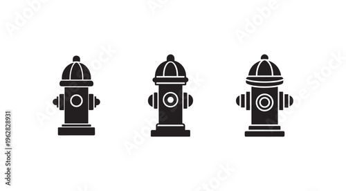 Fire hydrant icons in different angles  emergency water supply  urban infrastructure  firefighting equipment