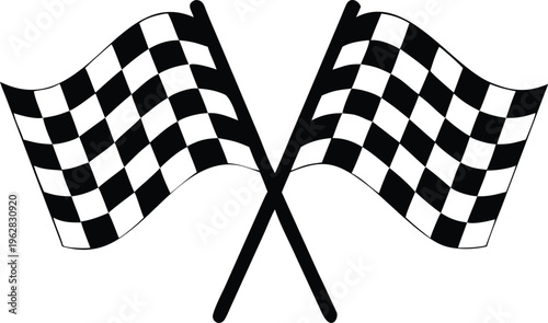 Two checkered flags crossed symbolizing victory and the finish line