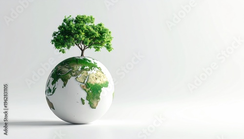 Globe with a flourishing tree, symbolizing Earth's vitality