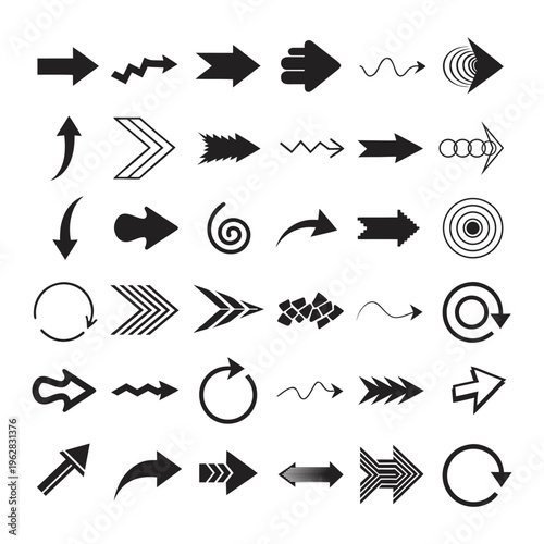 Minimalist Black Arrow Icons Set for Navigation and UI Design