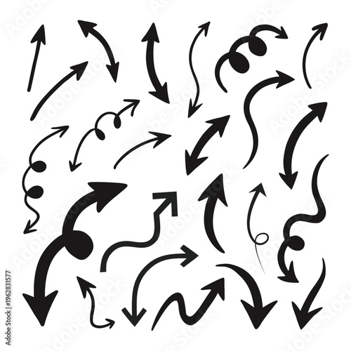 Hand Drawn Bold Black Arrow Sketches for Creative Projects