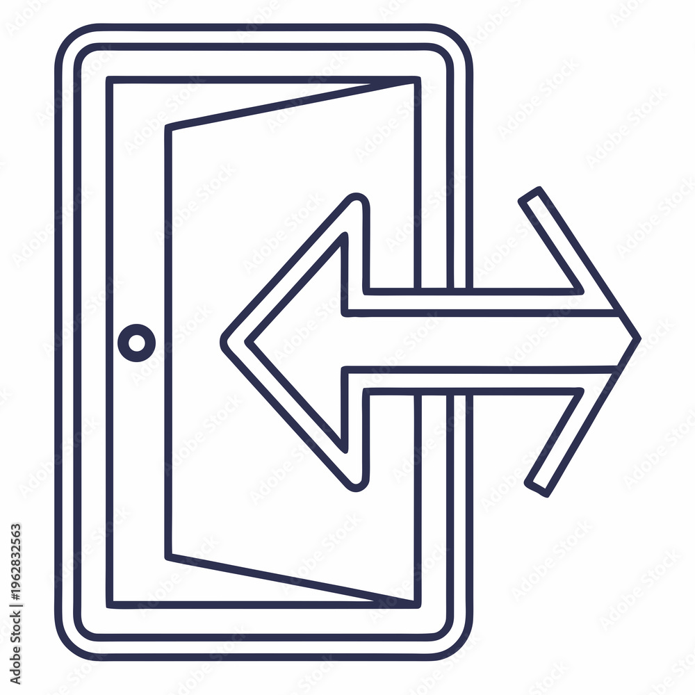 Fototapeta premium Door open with arrows pointing inwards and outwards symbolizing choice entrance or exit access abstract concept
