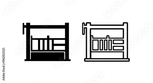 Bunk bed icon - solid black and outline for furniture or sleep