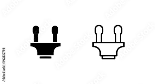 Simple black and white icon of an electrical plug