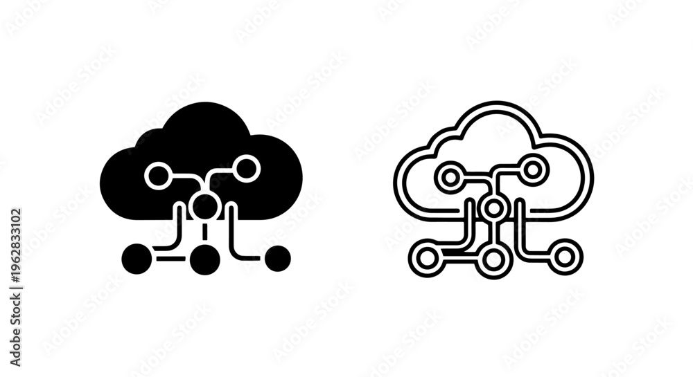 Obraz premium Cloud computing circuit icon, data network technology concept, vector art