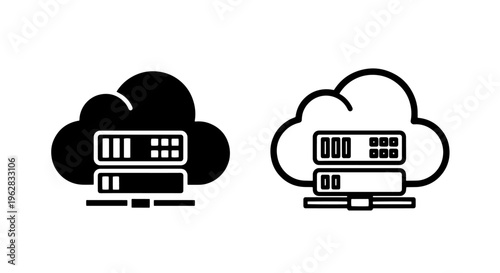 Cloud computing server rack icon, data storage network service, technology concept