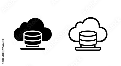 Cloud database icon, data storage network service, cloud computing concept