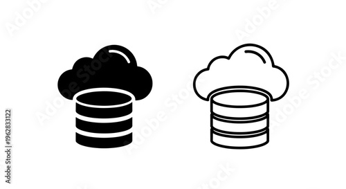 Cloud database icon, data storage network service, cloud computing concept