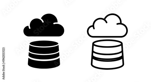 Cloud database icon, data storage network service, cloud computing concept