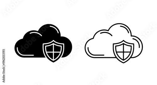 Cloud security shield icon, data protection, cyber safety concept