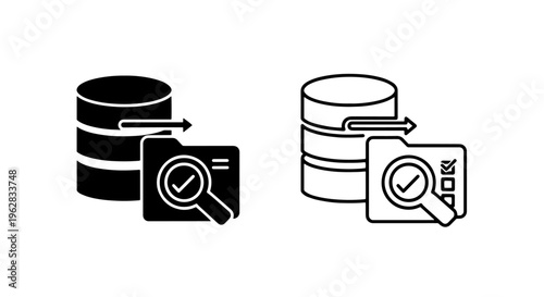 Secure database search and verified data management icon for information systems