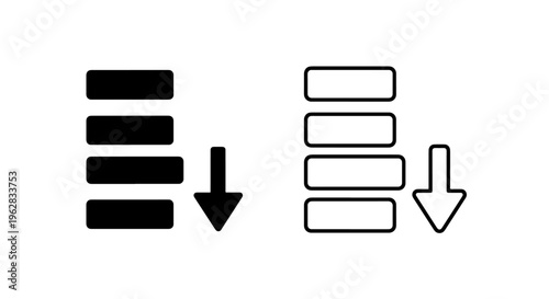 Descending order icon: stacked items with downward arrow symbol