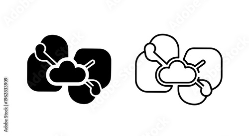 Cloud computing network data connection icon representing global link and distributed systems
