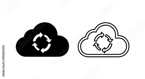 Cloud data synchronization icon for online refresh, backup, and system update process