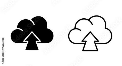 Cloud upload data icon. computing storage transfer glyph vector graphic