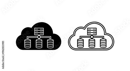 Cloud database server icon. computing infrastructure storage glyph vector graphic