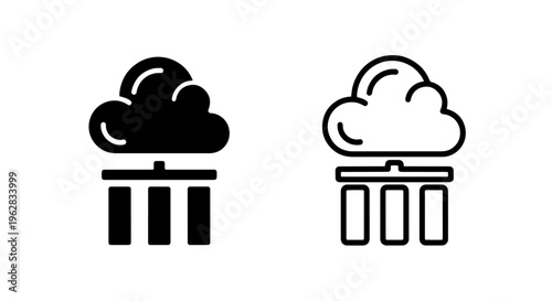 Cloud data files icon. computing storage document glyph vector graphic