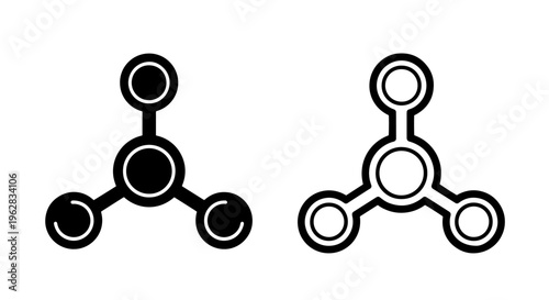 Three-point network node icon - central connection structure & molecular bond symbol