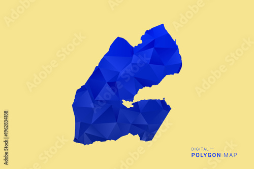 Djibouti Map - Low poly polygon map in deep blue gradient on soft beige background, modern minimal geometric design, clean abstract vector illustration with faceted triangulated style.