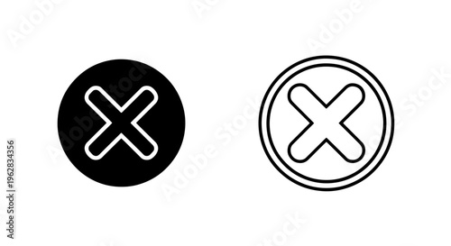 Cross mark icon set in circle for negative choices or cancellation