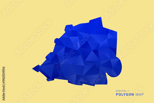 Holy See Map - Low poly polygon map in deep blue gradient on soft beige background, modern minimal geometric design, clean abstract vector illustration with faceted triangulated style.