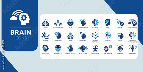 Brain and Cognitive Science Symbols – Psychology, Mind and Intelligence Icon Collection
