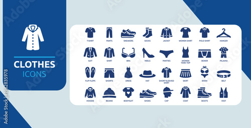 Clothing and Fashion Symbols – Apparel, Outfit and Wardrobe Icon Collection