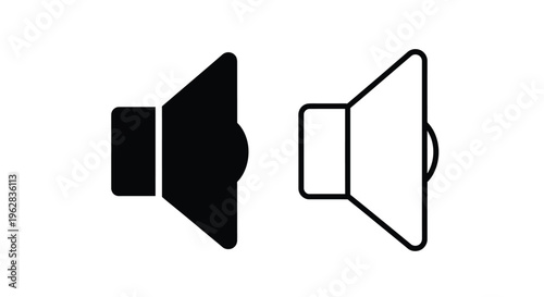 Two speaker icons one filled and one outlined a graphic silhouette