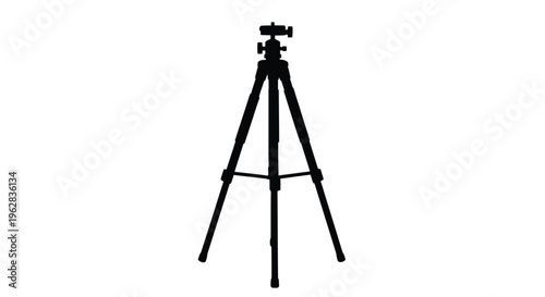 Black tripod with camera isolated on a white background silhouette