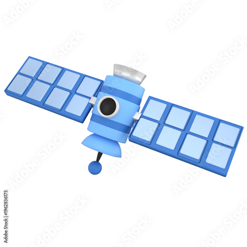 Satellite in Space: A 3D illustration of a vibrant satellite, a symbol of communication, technology and space exploration, ready to transmit data.