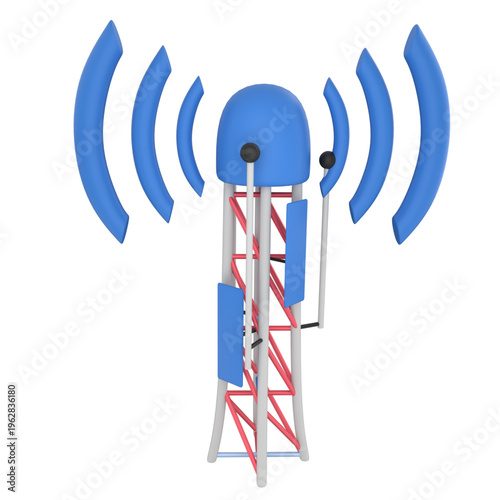 Wireless Communication Tower: A modern communication tower stands tall, broadcasting a signal across the landscape, symbolizing the interconnectedness of the digital age.