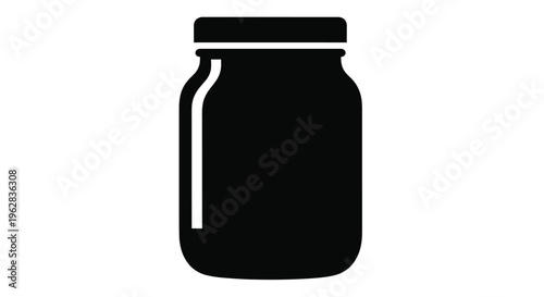 Simple black jar icon with a white line a striking silhouette