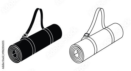 Two rolled yoga mats one dark and one light a striking silhouette
