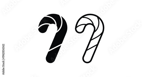 Two black candy canes displayed side by side a striking silhouette