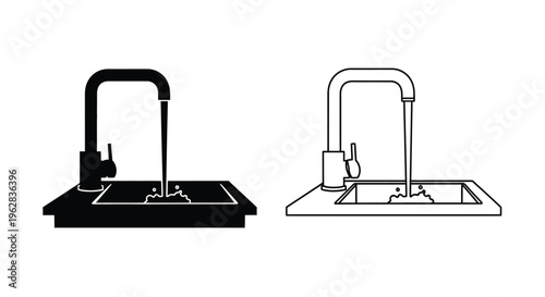 Two kitchen faucet designs one as a striking black silhouette