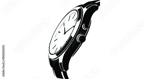 Wristwatch silhouette angled to the side, symbolizing time management, punctuality, and the passage of moments.
