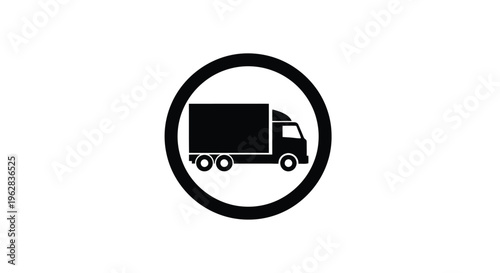Black truck icon inside a circle simple graphic silhouette