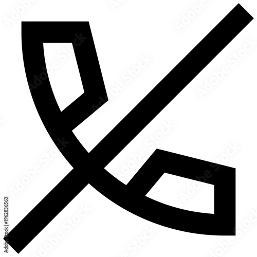 Phone call off slash icon for disabled, muted, or blocked communication states. Perfect for app, website, or dashboard UI using sharp, bold, line-style visuals for privacy and restriction control.