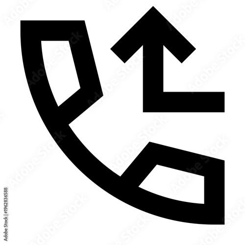 Missed call unanswered phone bounce up arrow icon for call logs or alerts. Perfect for apps, dashboards, and UI needing bold, sharp, line-style symbols to mark declined or failed call attempts.