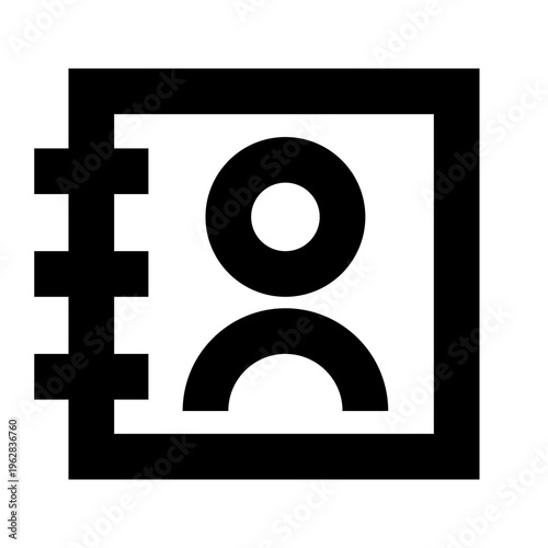 Phone book contact icon in sharp bold line style. Perfect for directory, address, or profile listings in apps, websites, and dashboards. Clean minimal black outline for modern digital UI.