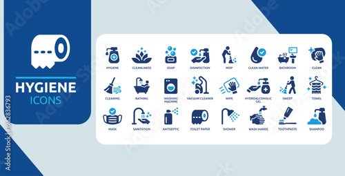 Hygiene and Cleaning Symbols – Sanitation, Health and Household Care Icon Collection