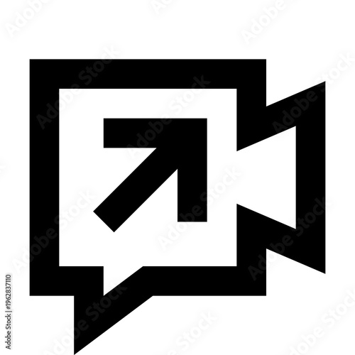 Outgoing video call icon in sharp bold line style for chat, conference, or media streams. Perfect for apps, websites, or platforms managing live calls, voice meetings, or content capture tools.