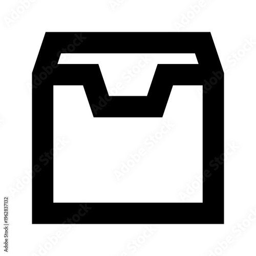 Inbox or document organizer icon in sharp bold line style for storage, collection, or archive functions. Perfect for apps, websites, dashboards, and UIs managing files, records, or content.