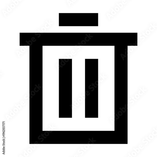 Delete bin icon in sharp bold line style for removing files, clearing content, or discarding items. Perfect for apps, websites, dashboards, or UI tools involving content deletion or reset actions.