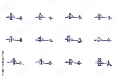 Golden Gate Bridge various perspectives, San Francisco iconic landmark